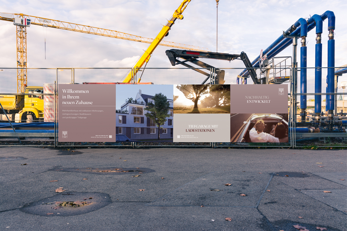 Construction fence banner for the Rotbuchen Carré