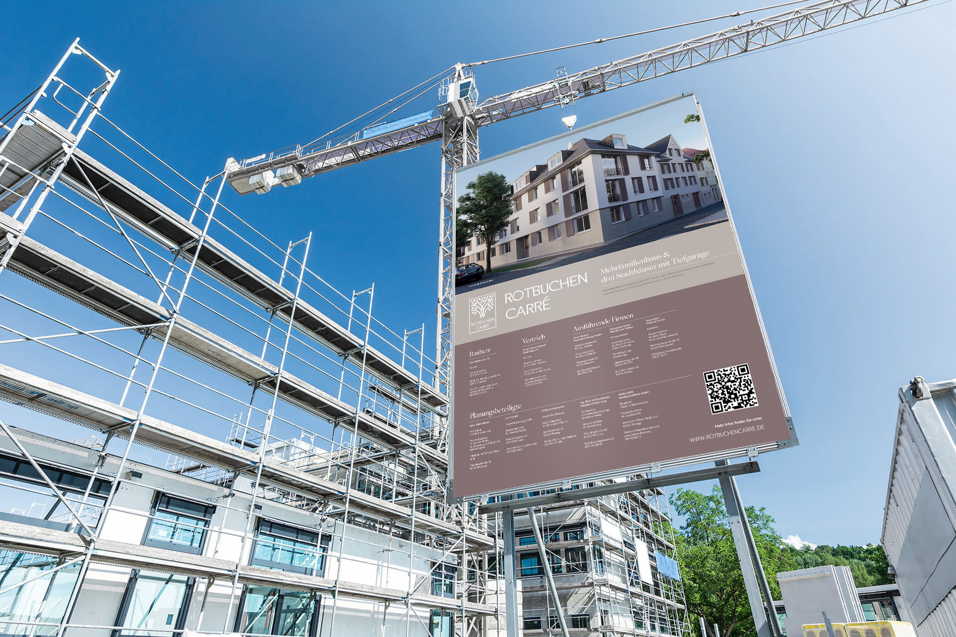 Construction fence banner for the Rotbuchen Carré