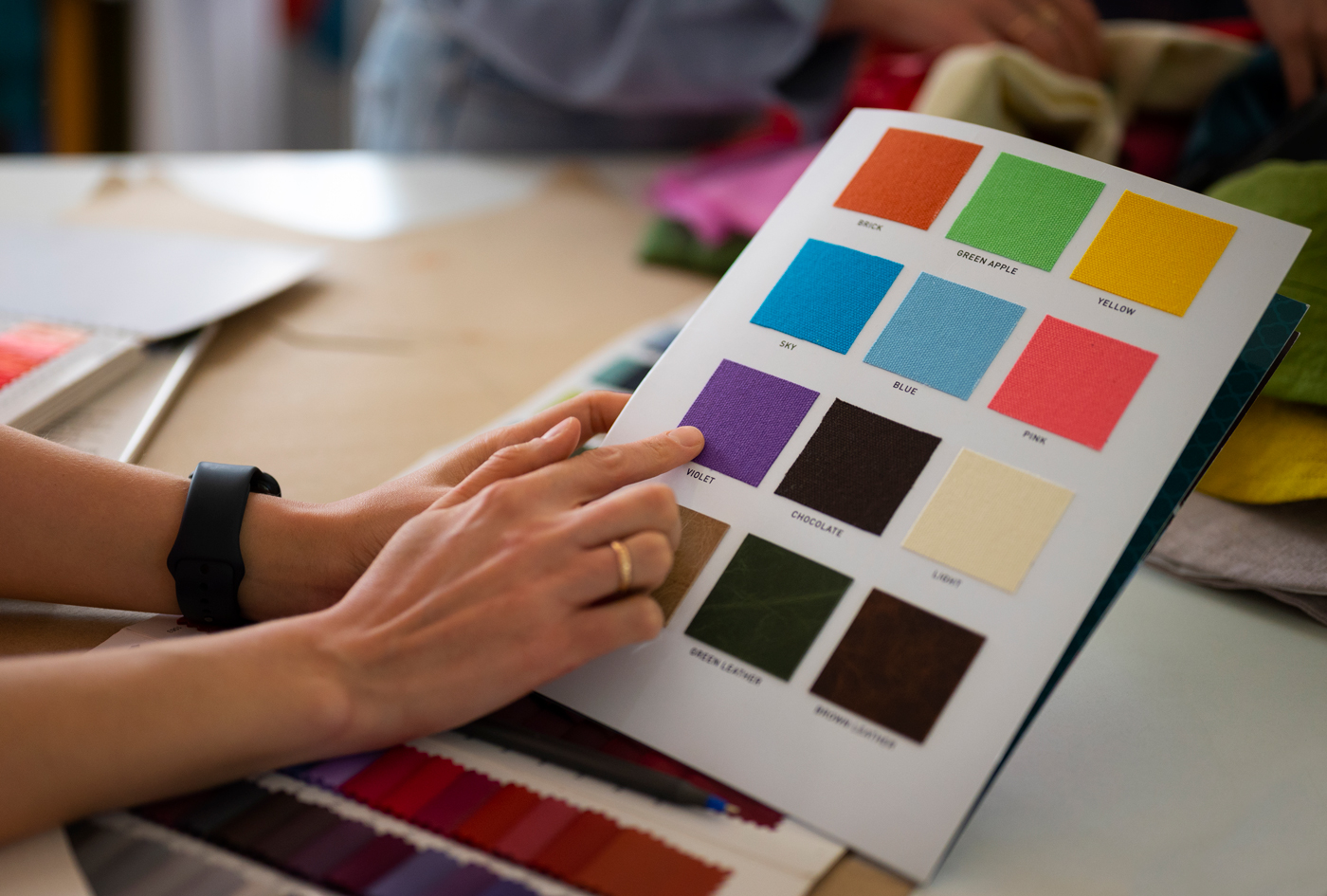 Designer looking at colour palette
