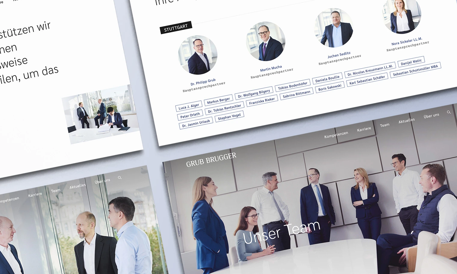 4 Mockups of the Grub Brugger website