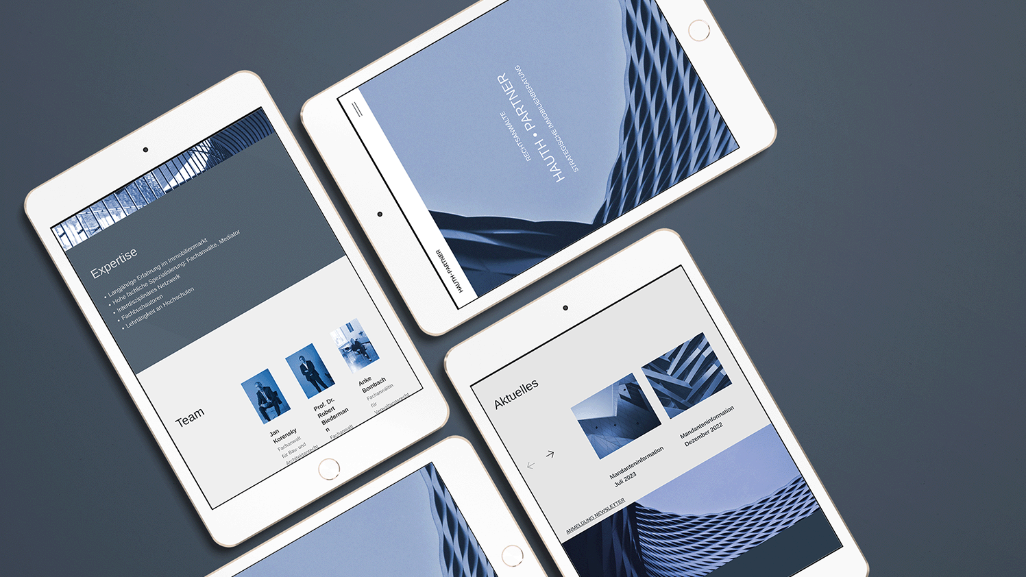 iPad mockups from the Hauth&Partner website
