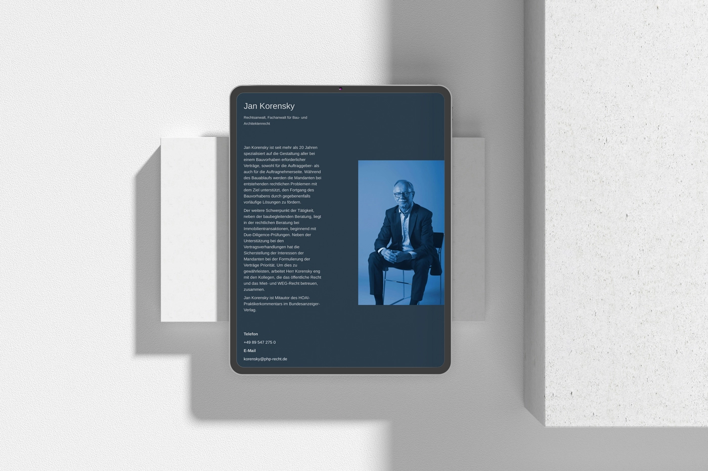 iPad mockup from the Hauth&Partner website