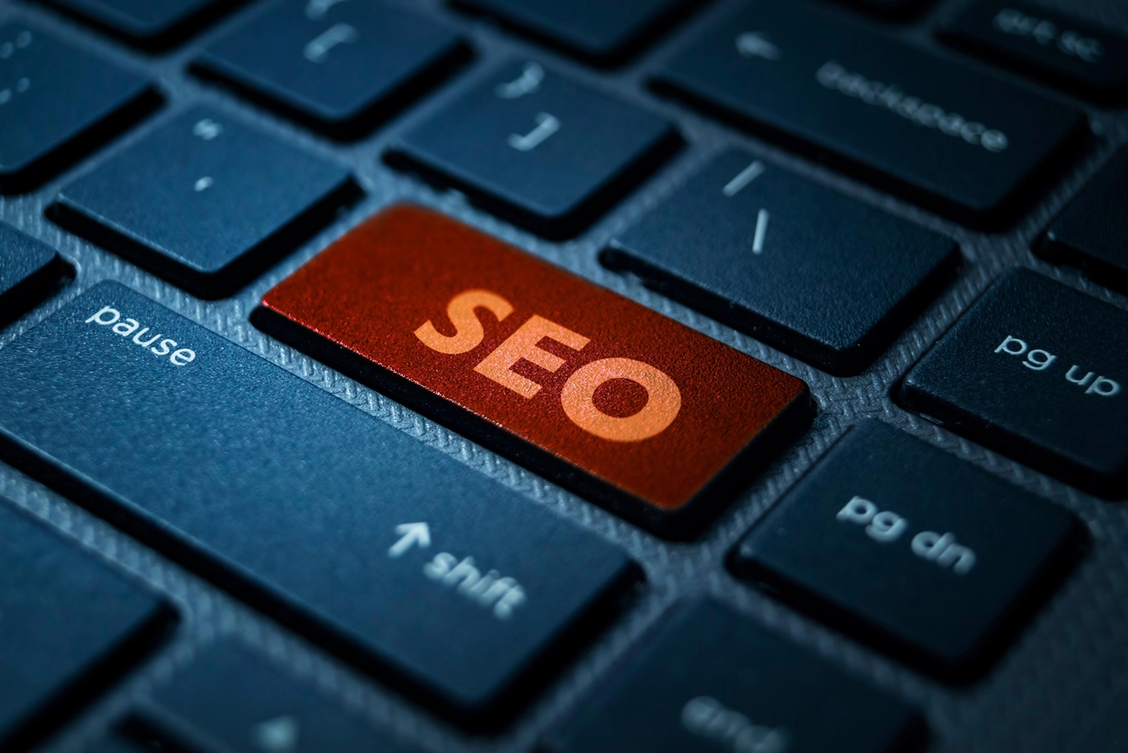 an orange SEO on keyboard